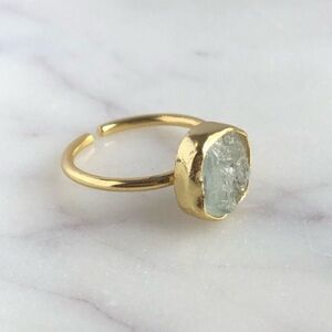 Raw Aquamarine Gold Ring